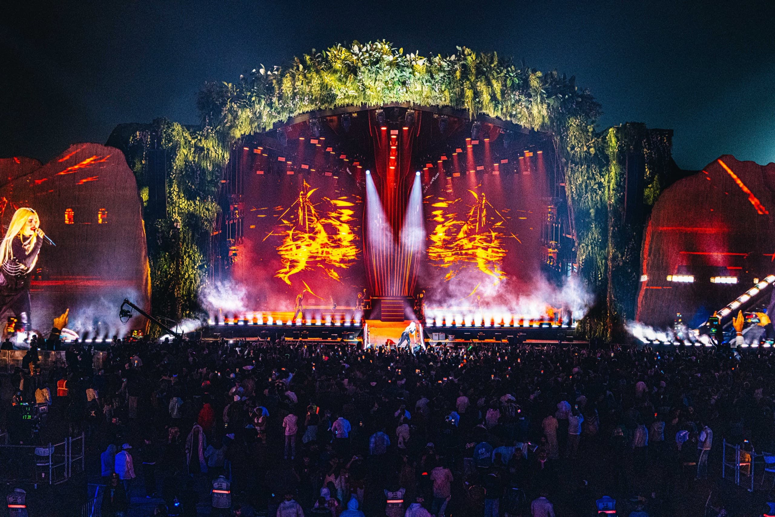 Main stage under the canopy at night